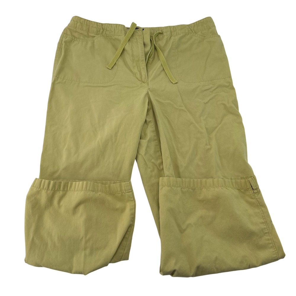 New York & Company Women 10 Sage Green Cotton Drawstring Straight Leg Pants